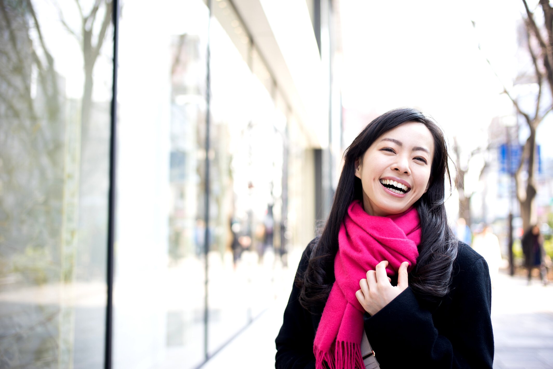 Japanese woman outside